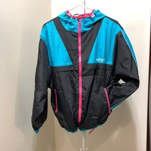NWT WESC athletic black and teal windbreaker jacket-M